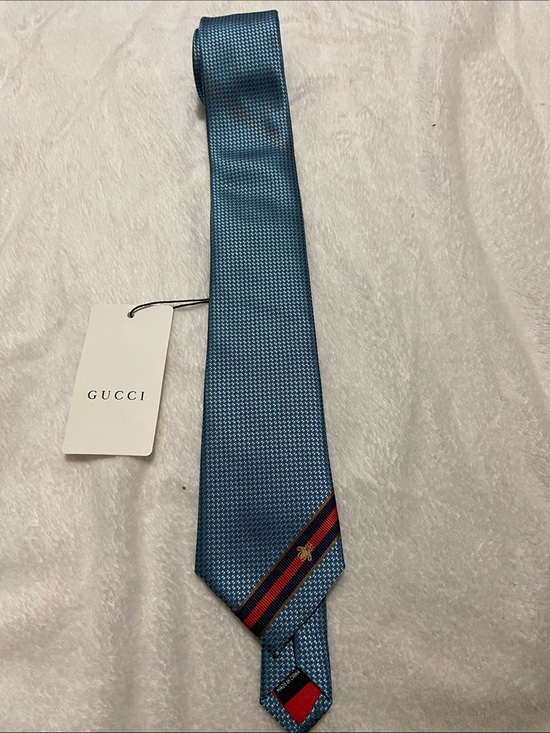 Gucci Other - Gucci Blue Silk Tie with Red and Navy Stripe